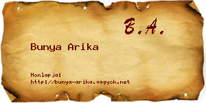 Bunya Arika névjegykártya